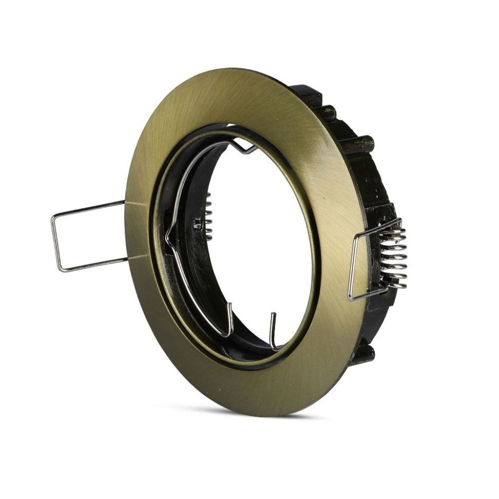 V-TAC Portafaretto LED da Incasso Rotondo GU10 e GU5.3 (MR16) Colore Oro Satinato Orientabile