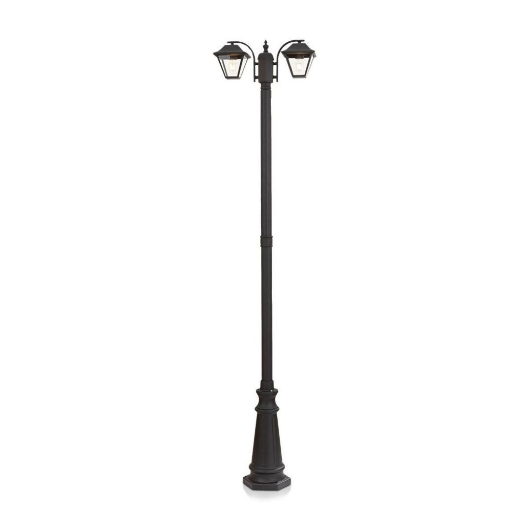 V-TAC Lampione LED con Doppio Portalampada a Lanterna 2*E27 Colore Nero Opaco h: 228cm IP44
