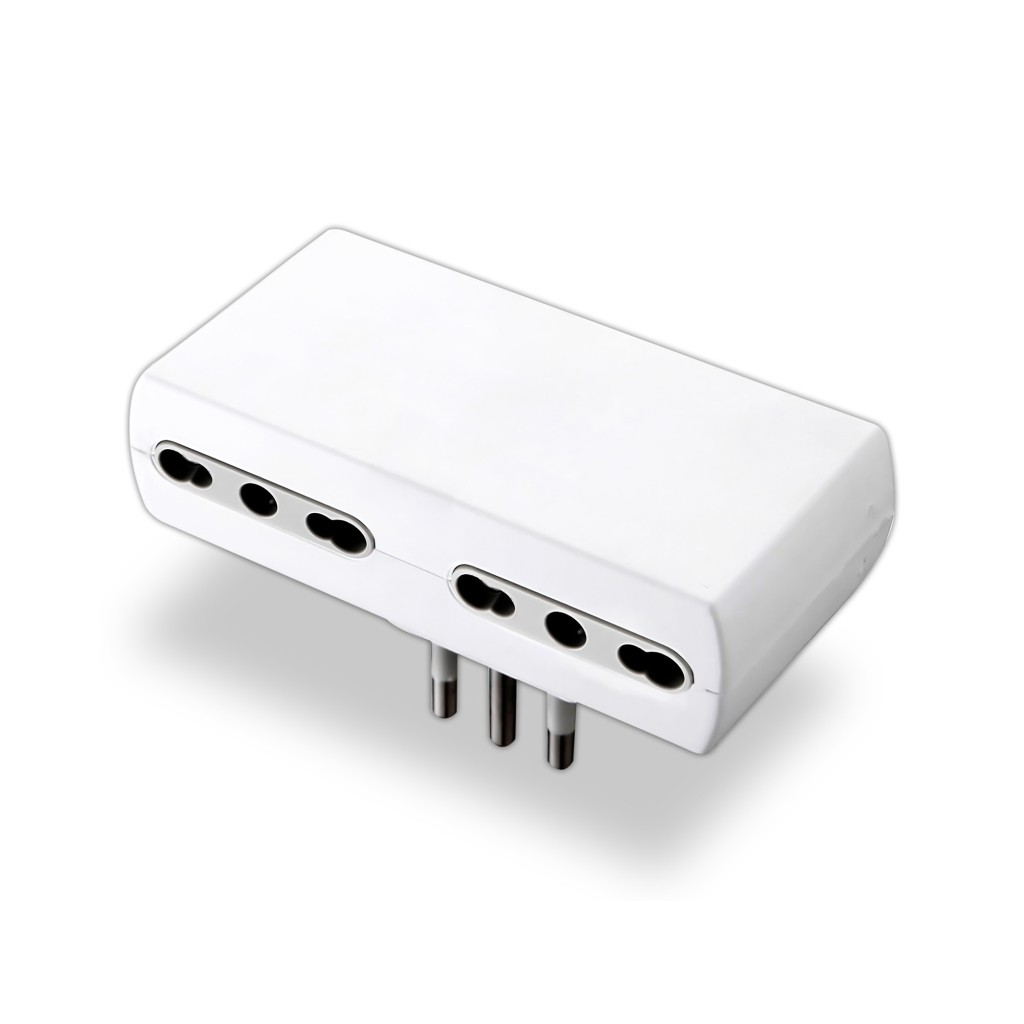 V-TAC Adattatore Multipresa con 4 Prese 10/16A 2P+T Bipasso e Spina 16A 2P+T Colore Bianco