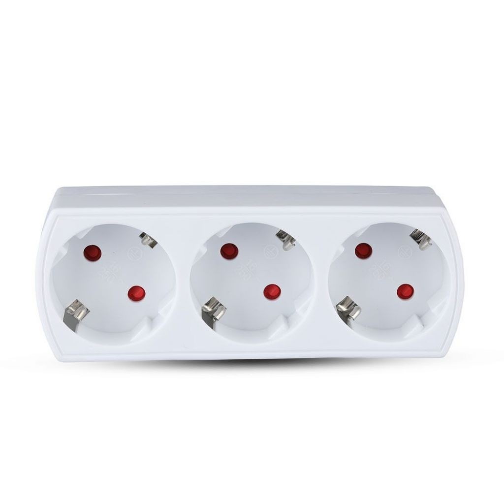 V-TAC Adattatore Multipresa con 3 Prese Frontali 10A 2P + Schuko con Spina Schuko Colore Bianco