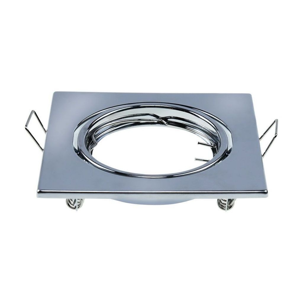 V-TAC Portafaretto LED da Incasso Quadrato GU10 Colore Cromato (Box 2 Pezzi)