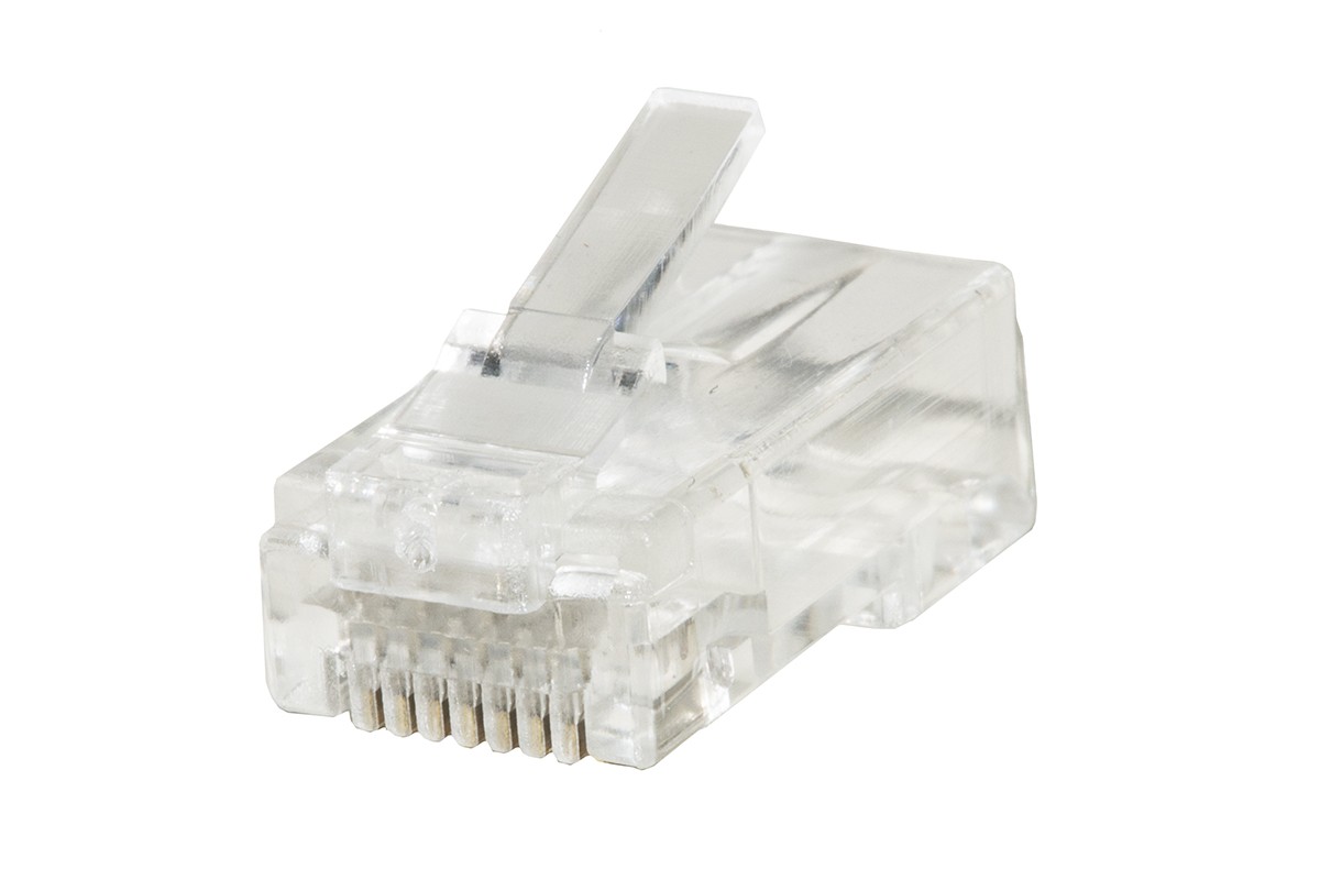 Confezione 100 Connettori 8 Poli Cat 6 Utp Non Schermato Rj45 Con Inserto Per Cavo Flessibile