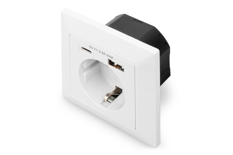 Digitus Presa Di Sicurezza Da Incasso Con 1 Usb Type-C 1 Usb A