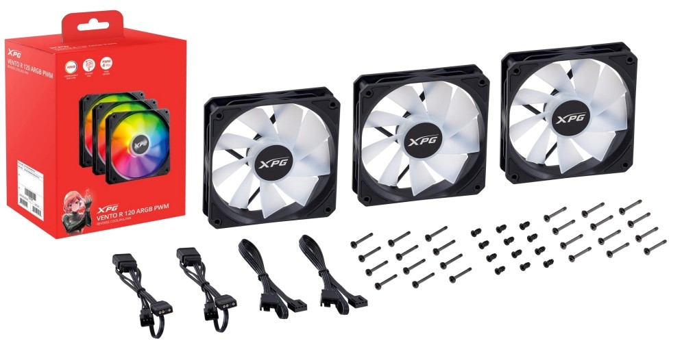 Adata Xpg Ventola Case Vento R 120 Argb Black (3 Pezzi) 120Mm Pwm
