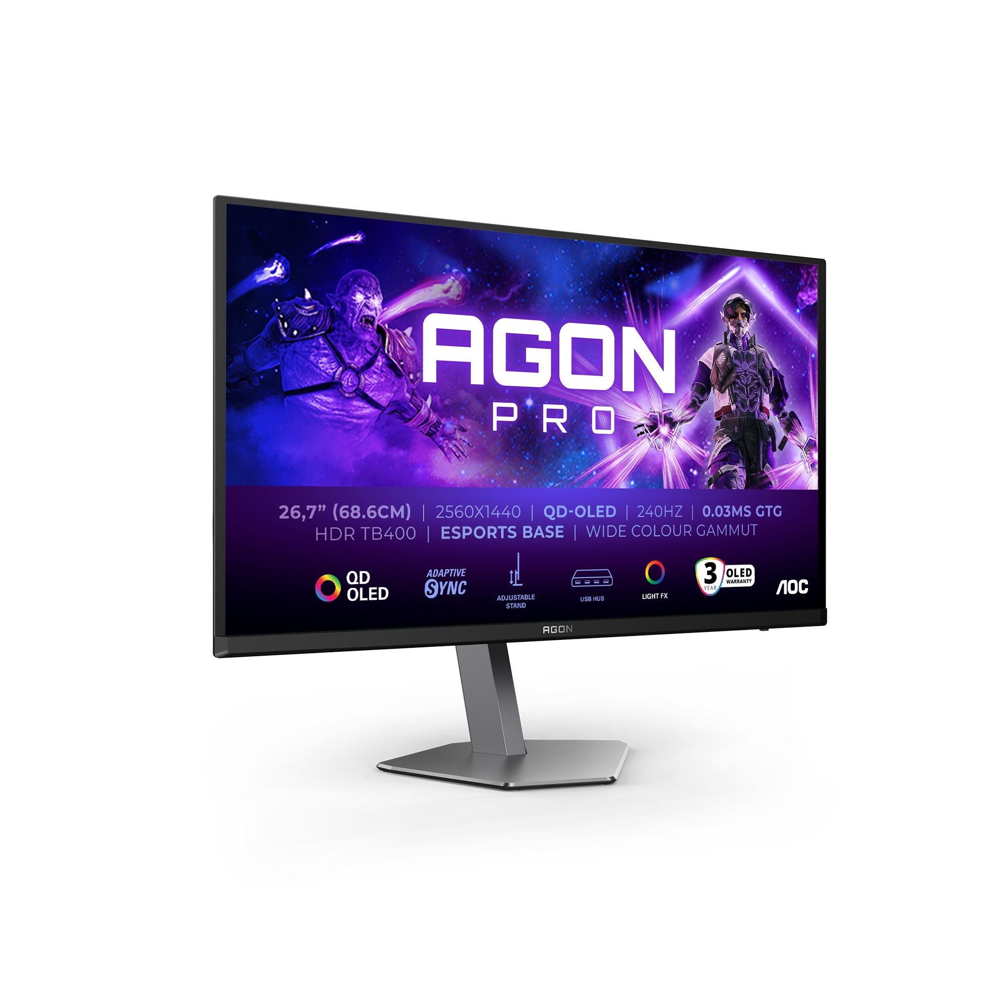 Mon 27Oled Qhd 2560X1440 240Hz 003Ms Ag276Qzd2 Gaming Reg Altezza