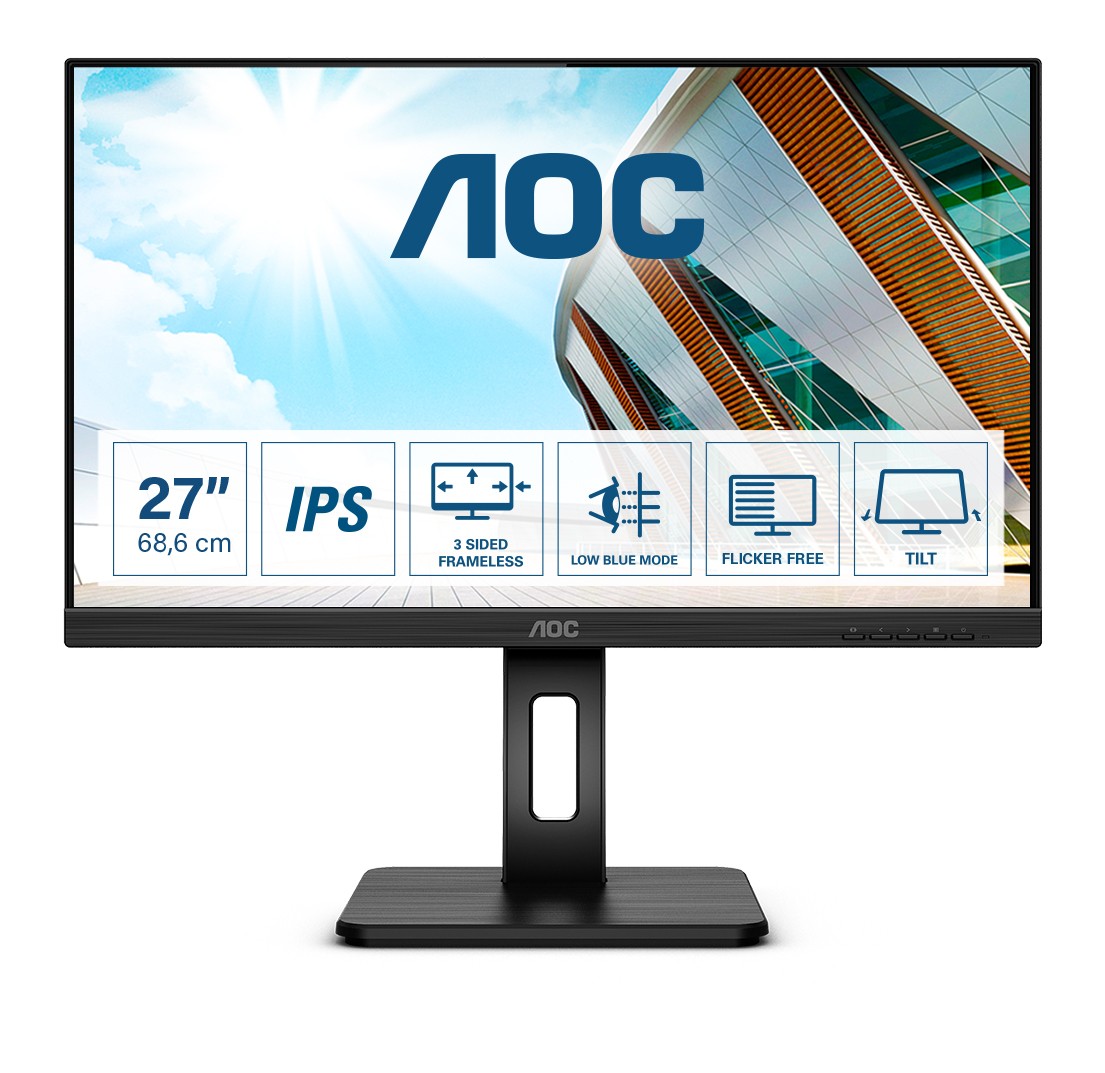 Aoc Monitor 27 Led Ips Qhd 16:9 4Ms 300 Cdm Pivot Vga/Dp/Hdmi Multimediale