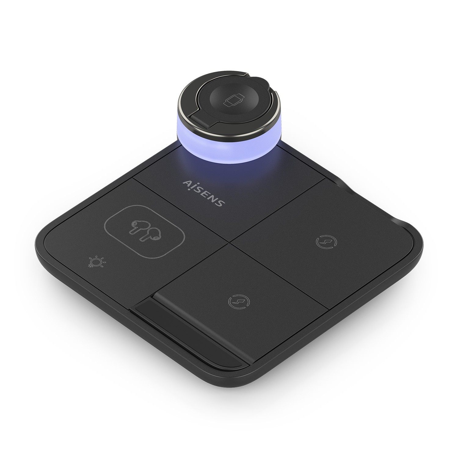 AISENS ASCH-15W4WC062-BK Caricabatterie per dispositivi mobili Cuffie Smartphone Orologio intelligente Nero USB Carica wireless Interno