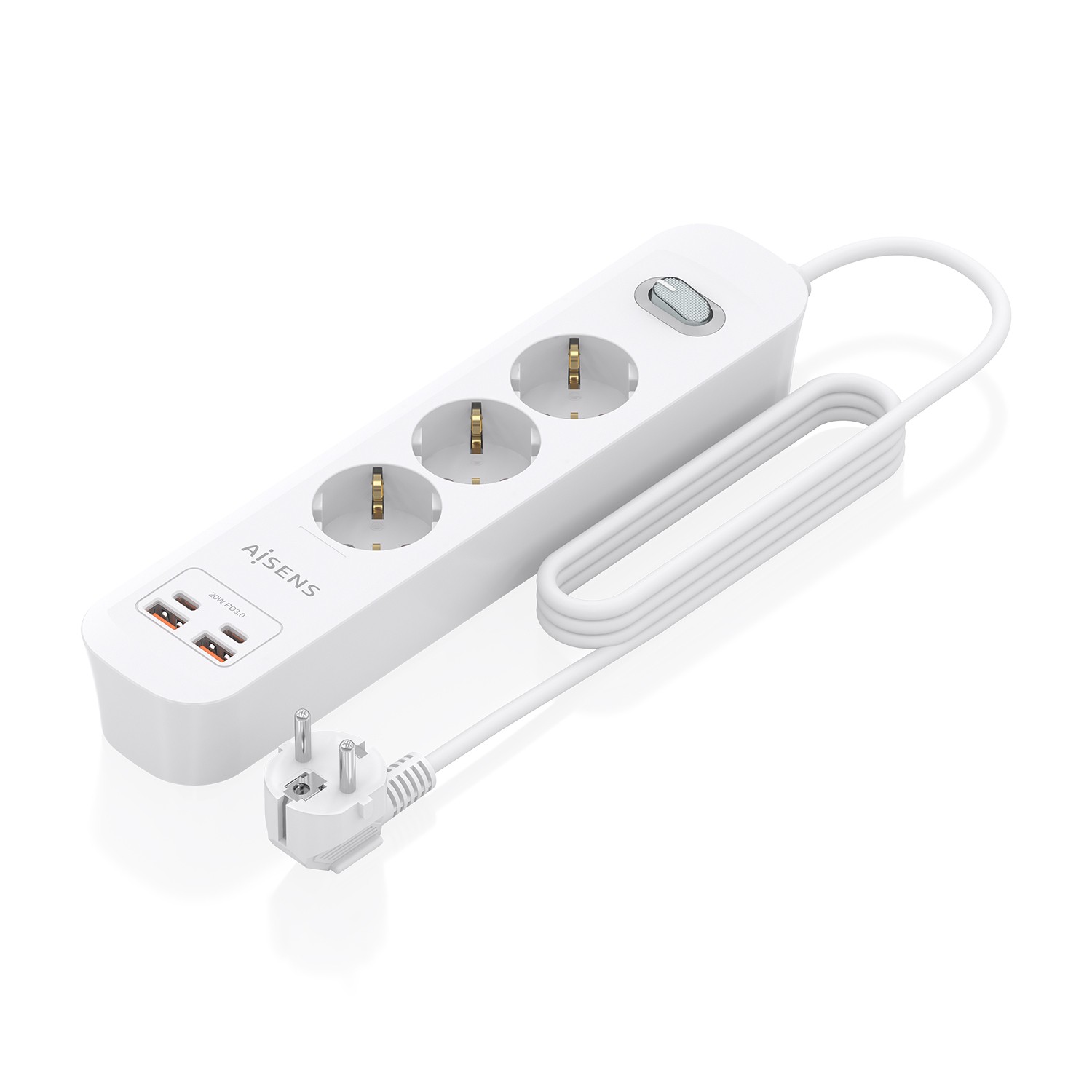 AISENS ASPS-2A2C10-W prolunghe e multiple 14 m 3 presa(e) AC Interno Bianco