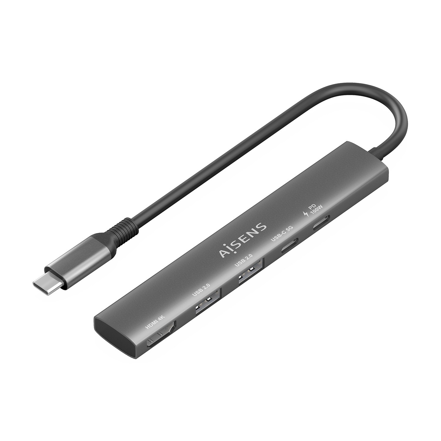 AISENS ASUC-5P022-GR replicatore di porte e docking station per laptop Cablato USB 3.2 Gen 1 (3.1 Gen 1) Type-C Grigio