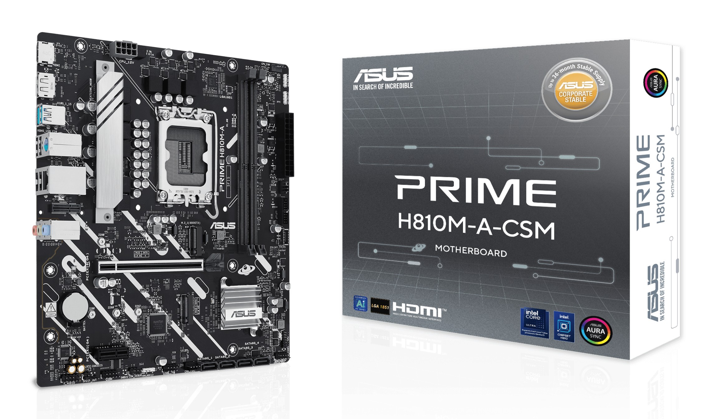 Asus Mb Intel Prime H810M-A-Csm M-Atx Lga 1851 Ddr5 1Pci-Ex16 1Pci-Ex4 2Dimm Hdmi/Dp 2M2/4Sa