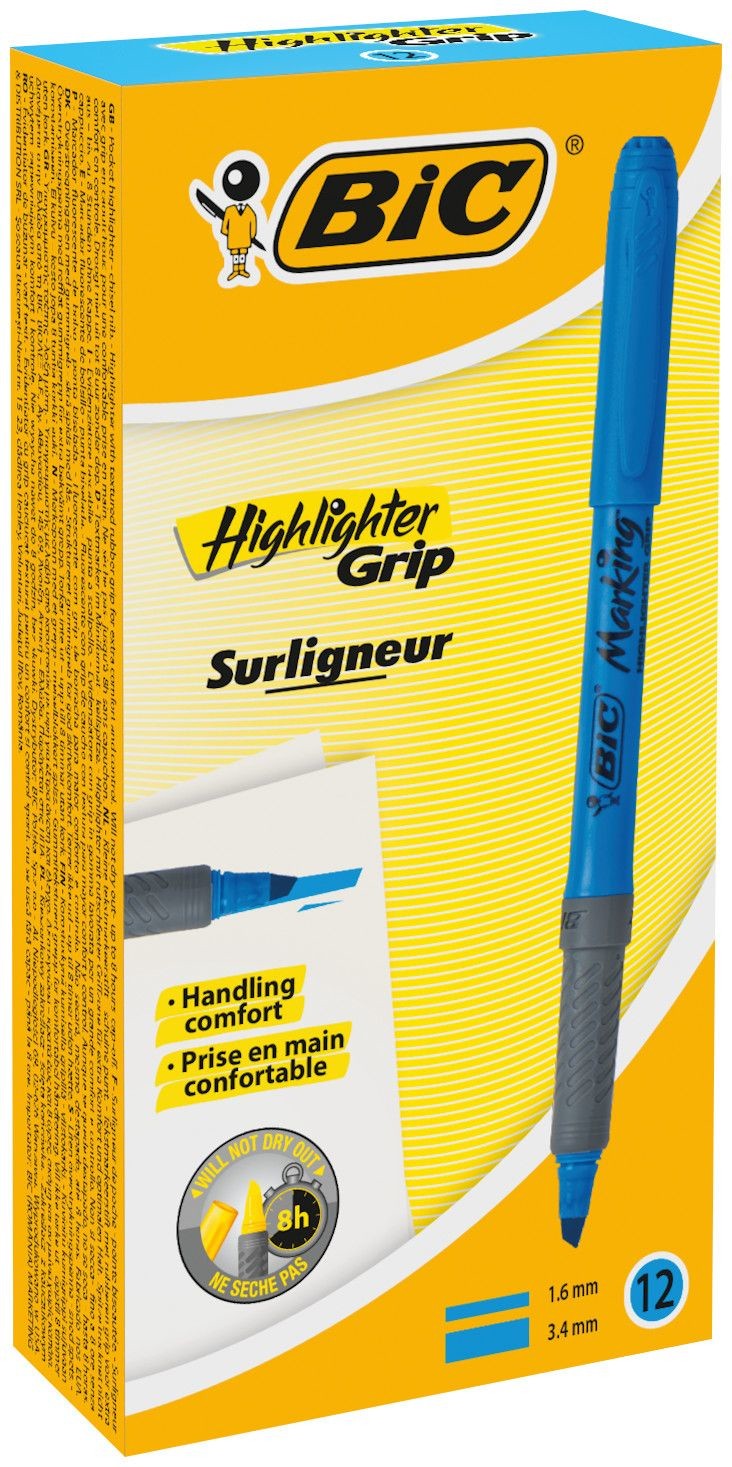 BIC Brite Liner Grip evidenziatore Punta smussata Blu