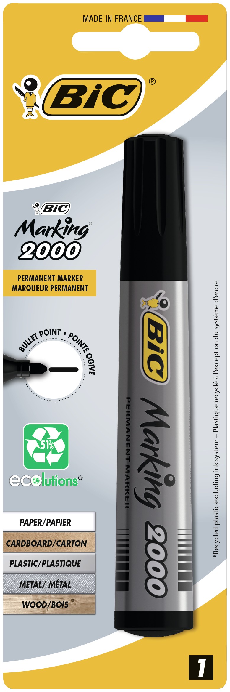 BIC Pennarello nero permanente Marking 2000 ECOlutions