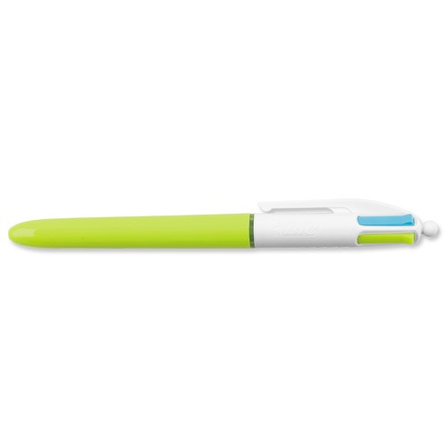 BIC 4 Colours Verde Rosa Porpora Turchese Penna a sfera retrattile a clip Medio