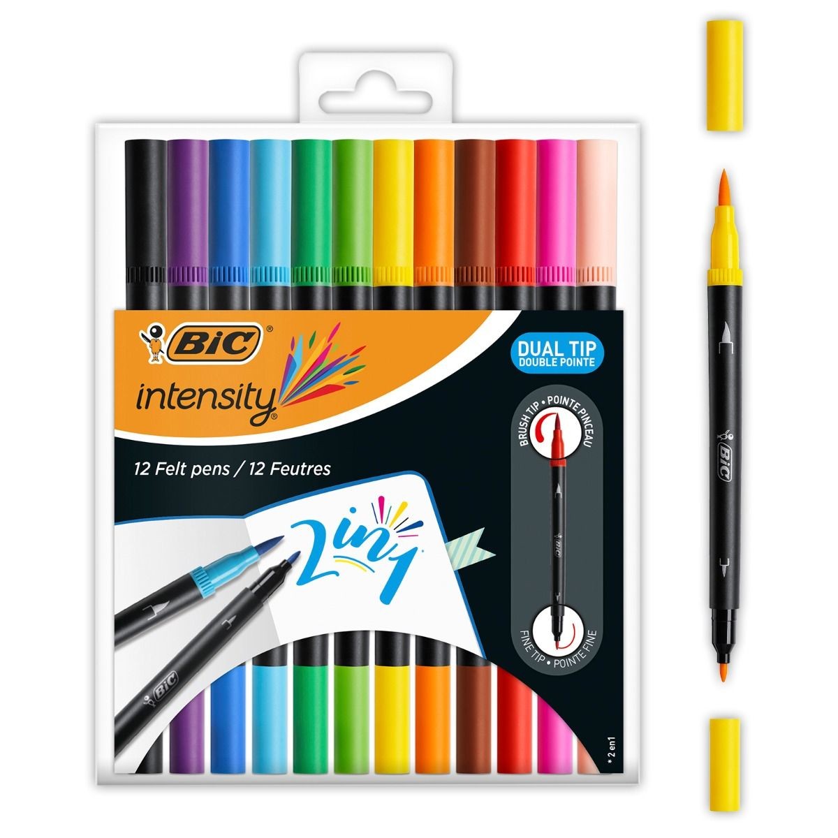 BIC 989695 marcatore Nero Blu Marrone Verde Azzurro Verde chiaro Arancione Rosa Porpora Rosso Viola Giallo 12 pz