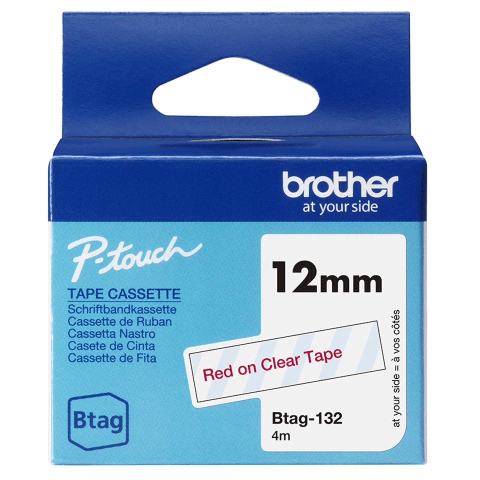 ORIGINALE Brother Nastro rosso su trasparente Btag-132 Btag-132