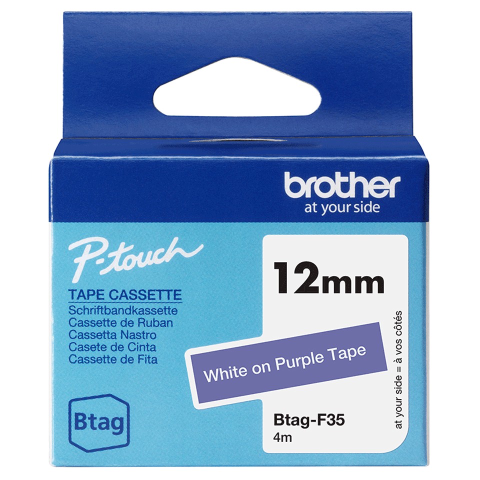 ORIGINALE Brother Nastro bianco su viola Btag-F35 Btag-F35