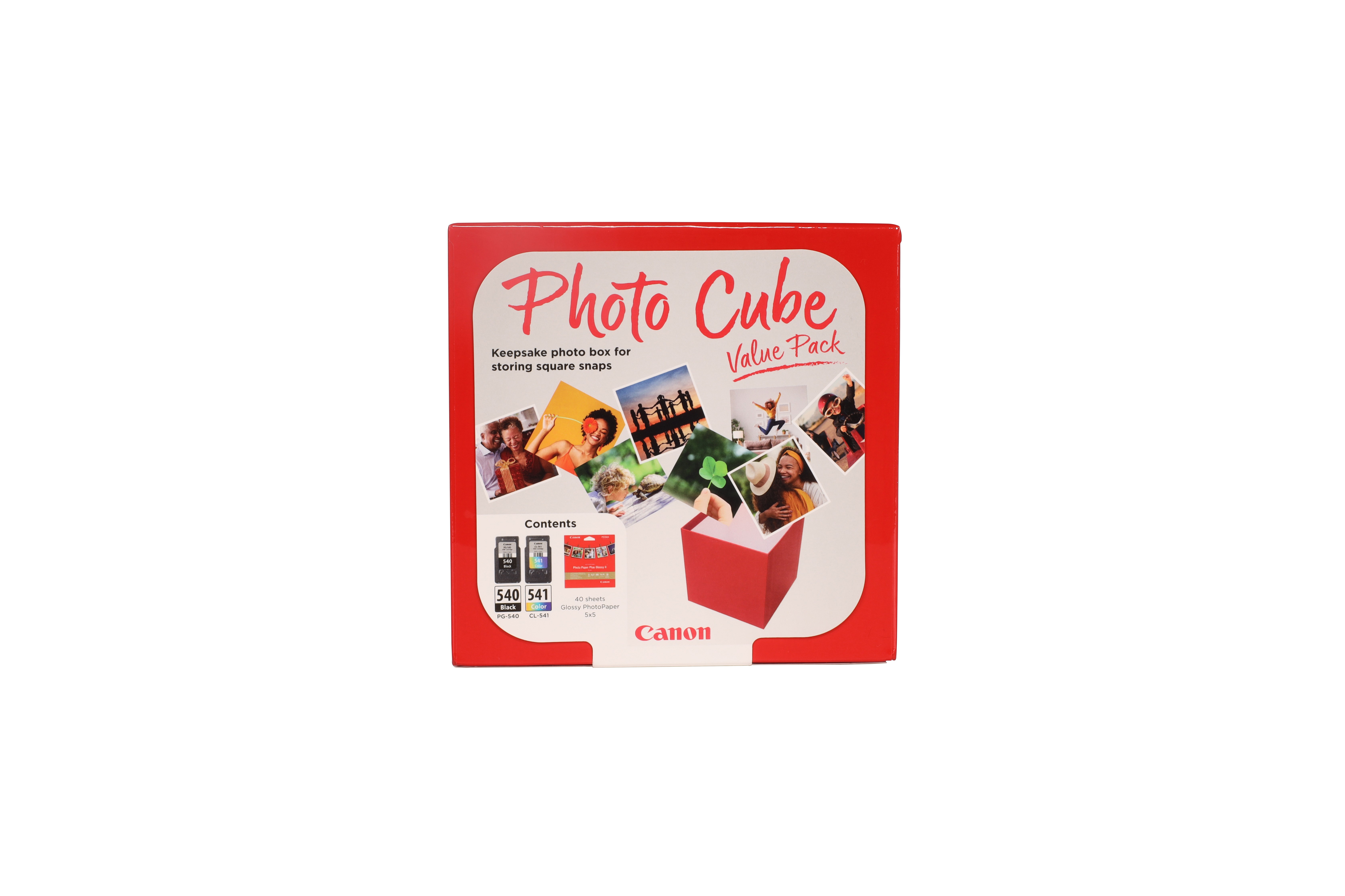 ORIGINALE Canon Value Pack nero / differenti colori PG-540+CL-541 Photo Cube + 13x13 cm Photo Paper Plus Glossy II 40 fogli 580 pagine