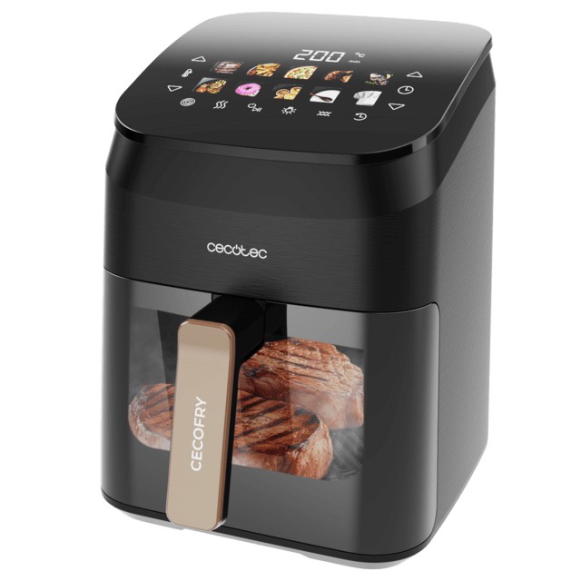 Cecotec Cecofry and Grill Smokin' 4500 Freidora sin Aceite 3 en 1 - 1900W - Ahumador Integrado - Coccion Rapida y Uniforme - Capacidad 4.5L - 10 Me