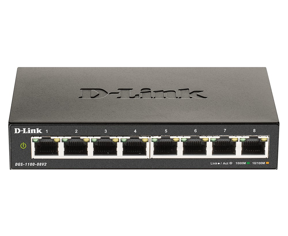 D-Link DGS-1100-08V2 switch di rete Gestito Gigabit Ethernet (10/100/1000) Nero