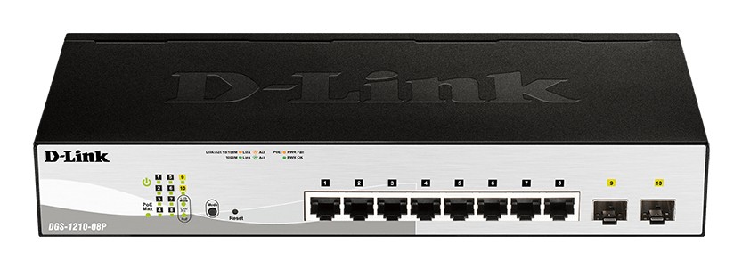 Switch semigestibile D-Link 8 porte PoE Gigabit 45 W + 2 porte combinate Gigabit