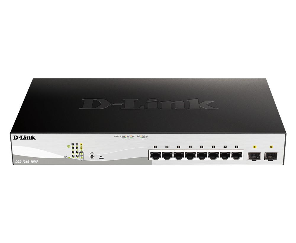 Switch semigestibile D-Link 8 porte PoE Gigabit 130 W + 2 porte combinate Gigabit