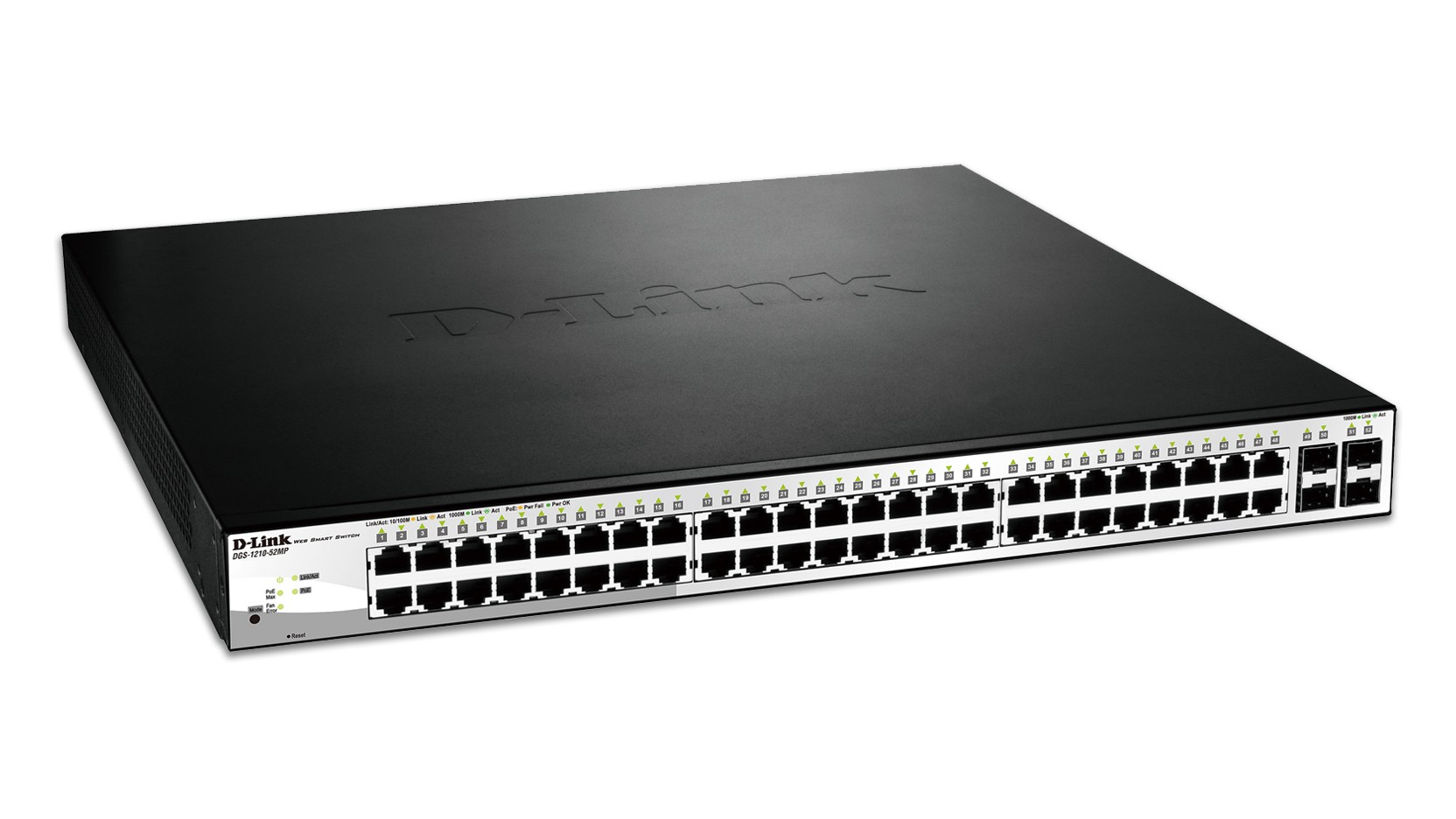 Switch D-Link semi-gestito 48 porte PoE Gigabit 370 W + 4 porte combinate Gigabit