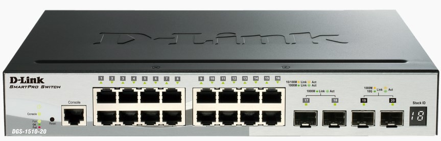 D-Link Switch 16 Porte Gigabit + 2 Porte Sfp + 2 Porte Sfp Smart Managed Stackable