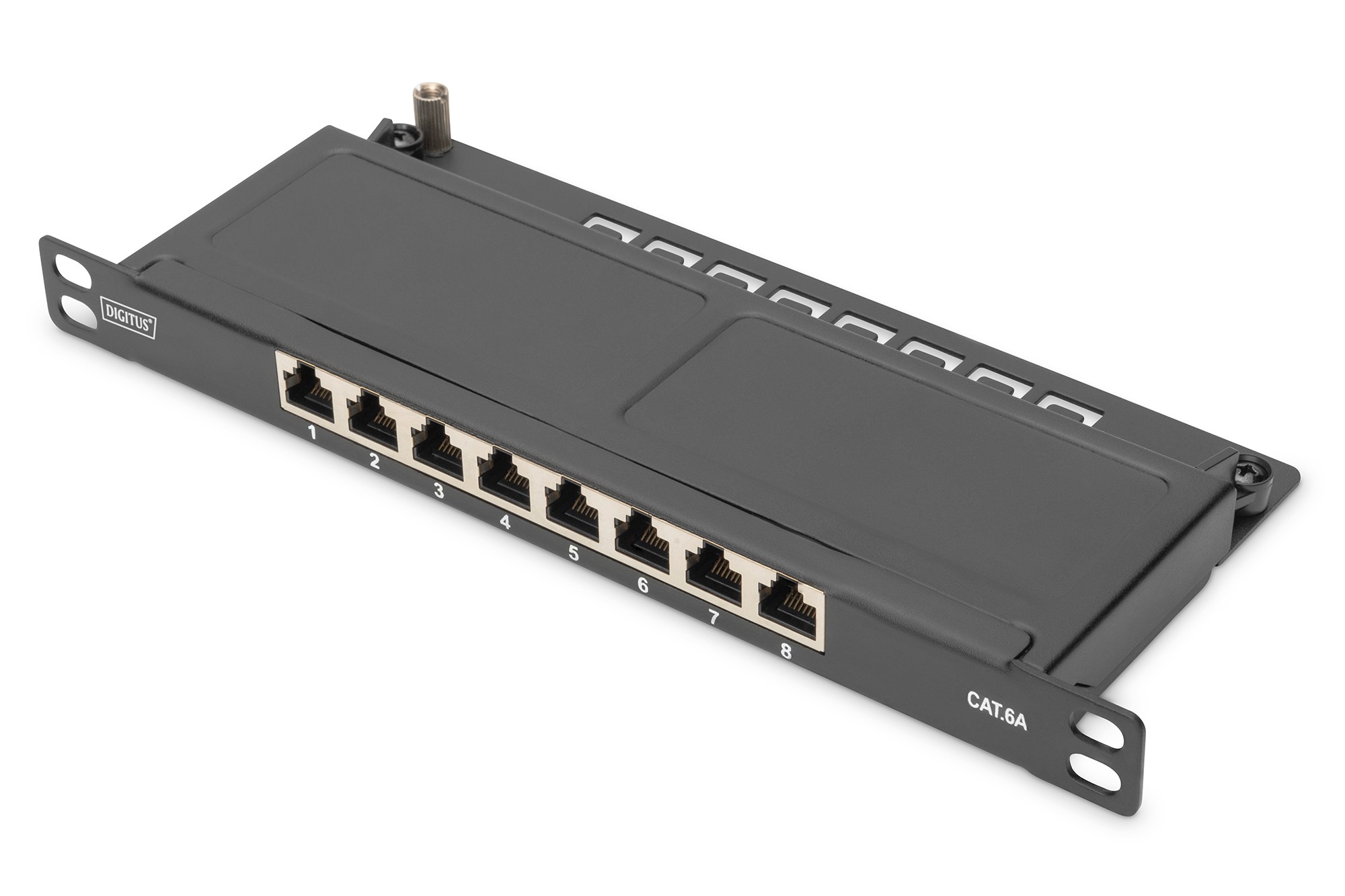 Digitus Pannello Patch Cat-6A - 8 Porte - Montaggio A Rack Da 10 Pollici 0,5U - Schermato - Prese Rj45-10Gbase-T - Pannello Di Distribuzione Lsa - Nero