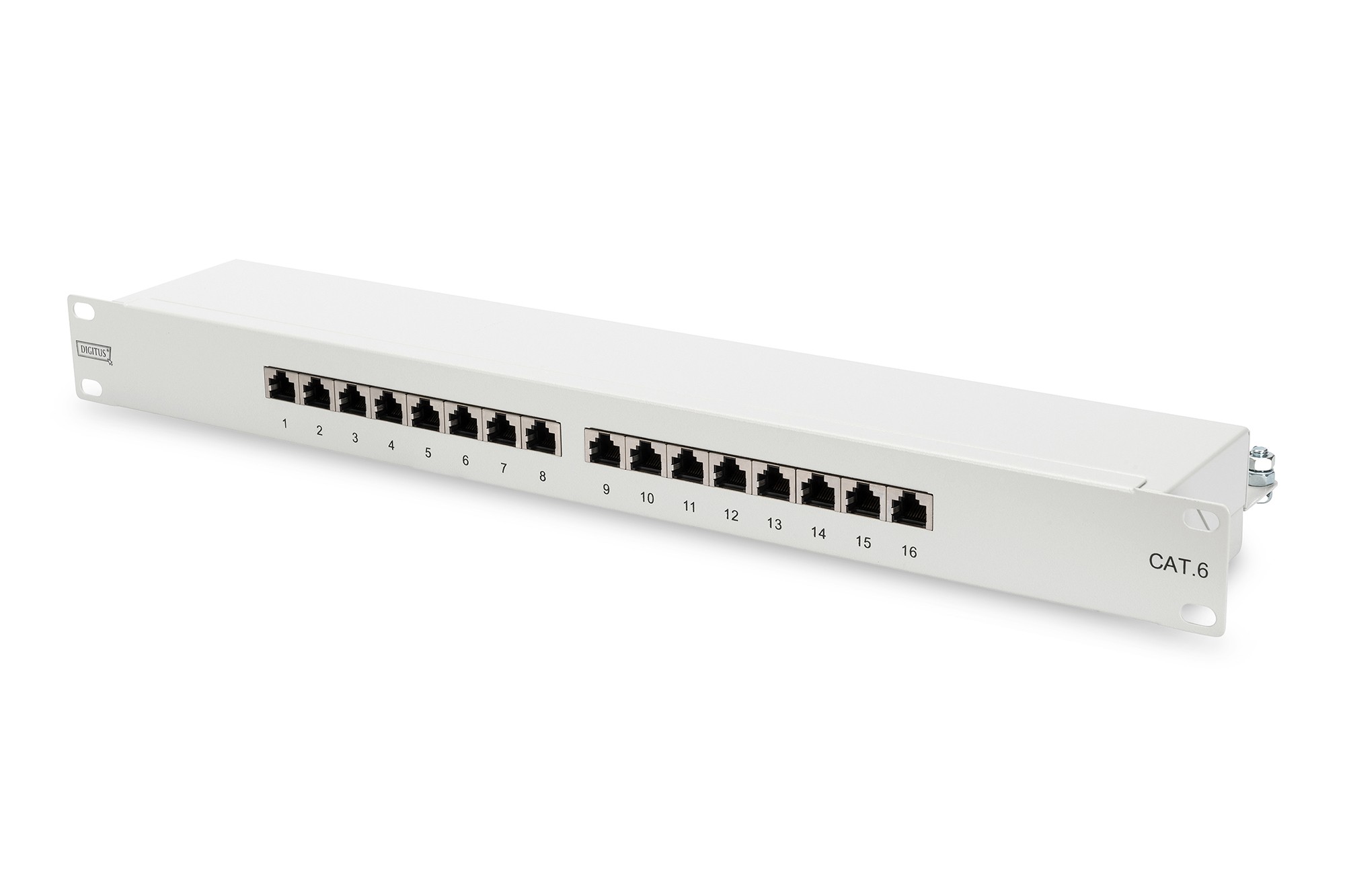 Digitus Pannello Patch 19 Schermato 16 Porte 8 Poli Rj45 Per Reti Categoria 6 - 1 Unita Grigio