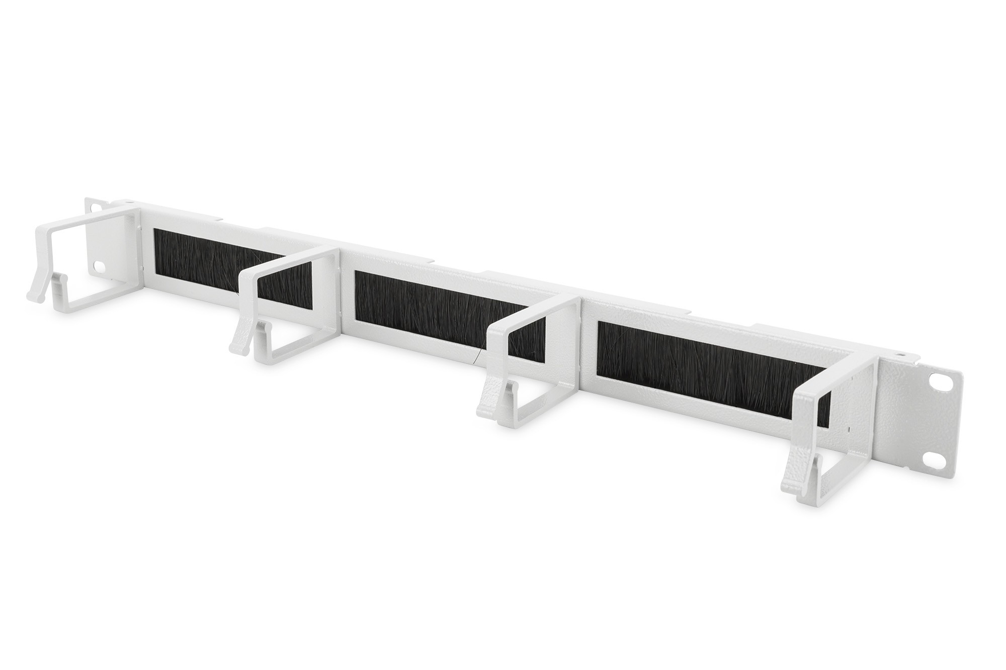 Listello Guidacavi Forato Con Spazzola Di Protezione Per Armadi 19 (1 Unita') Grigio Con 4 Ganci