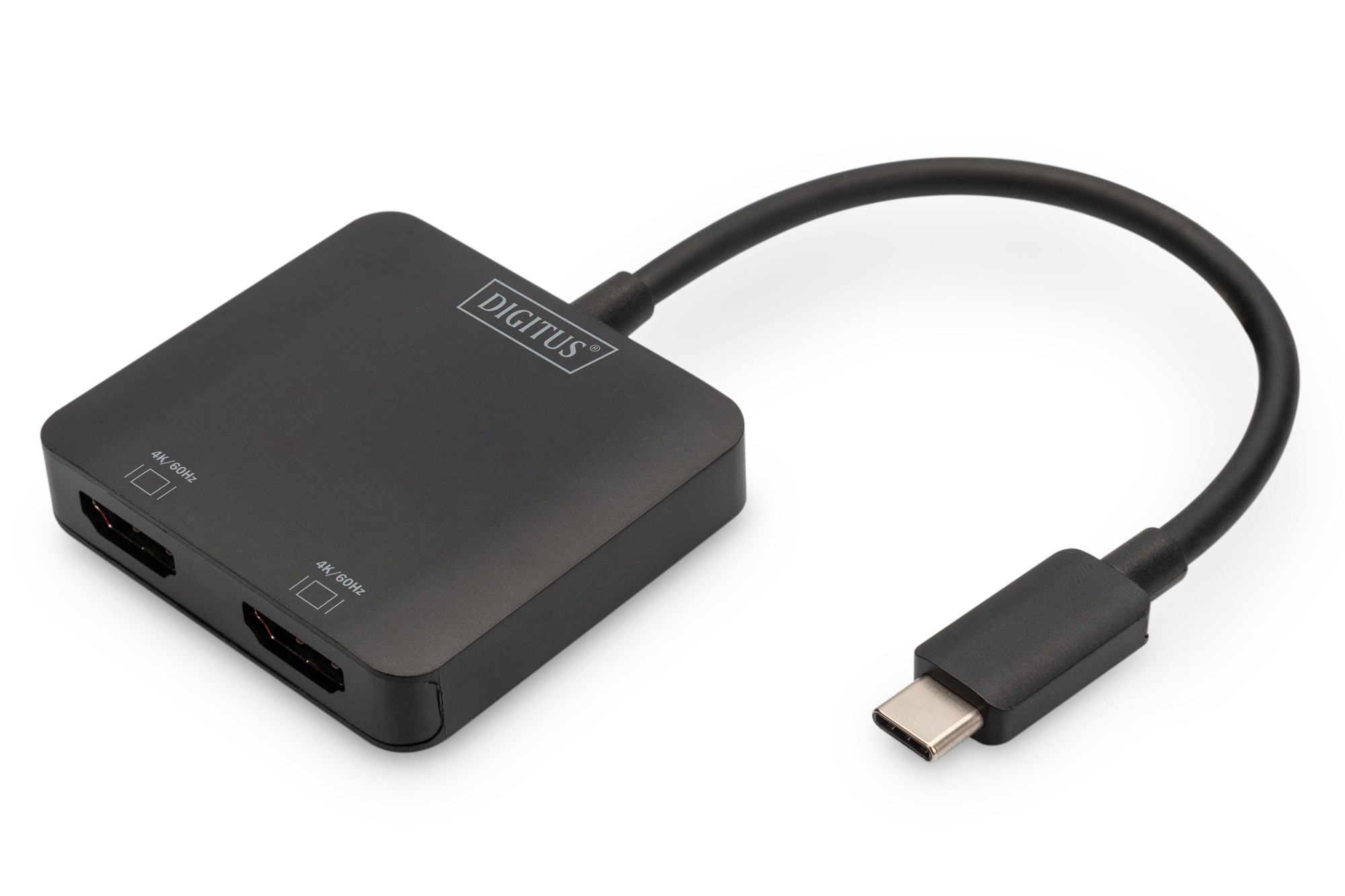 Digitus Adattatore Grafico USB-C A 2 Porte - Da USB-C A 2X Hdmi - 4K60Hz - Trasporto Multi Flusso (Mst) - Hub Video - Nero-image