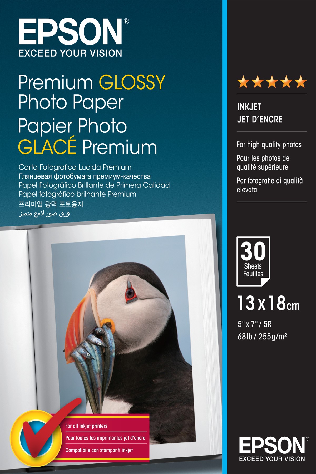 ORIGINALE Epson Carta Bianco C13S042154 Premium Glossy 30 Blatt carta fotografica 13 x 18 cm 255 gr/m? 30 pagine premium glossy