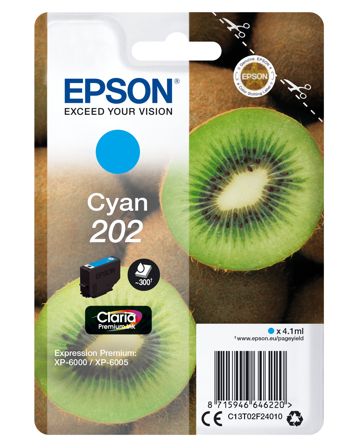 Epson Kiwi Singlepack ciano 202 Claria Premium Ink