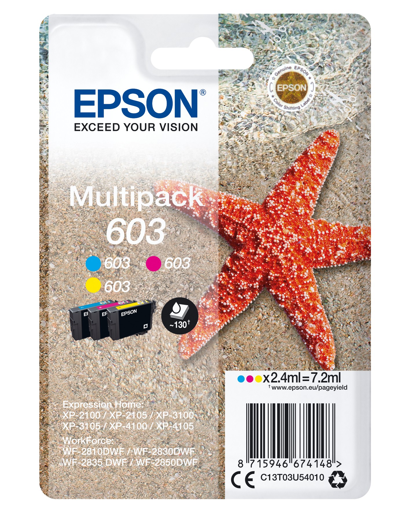 ORIGINALE Epson Multipack ciano / magenta / giallo C13T03U54010 603
