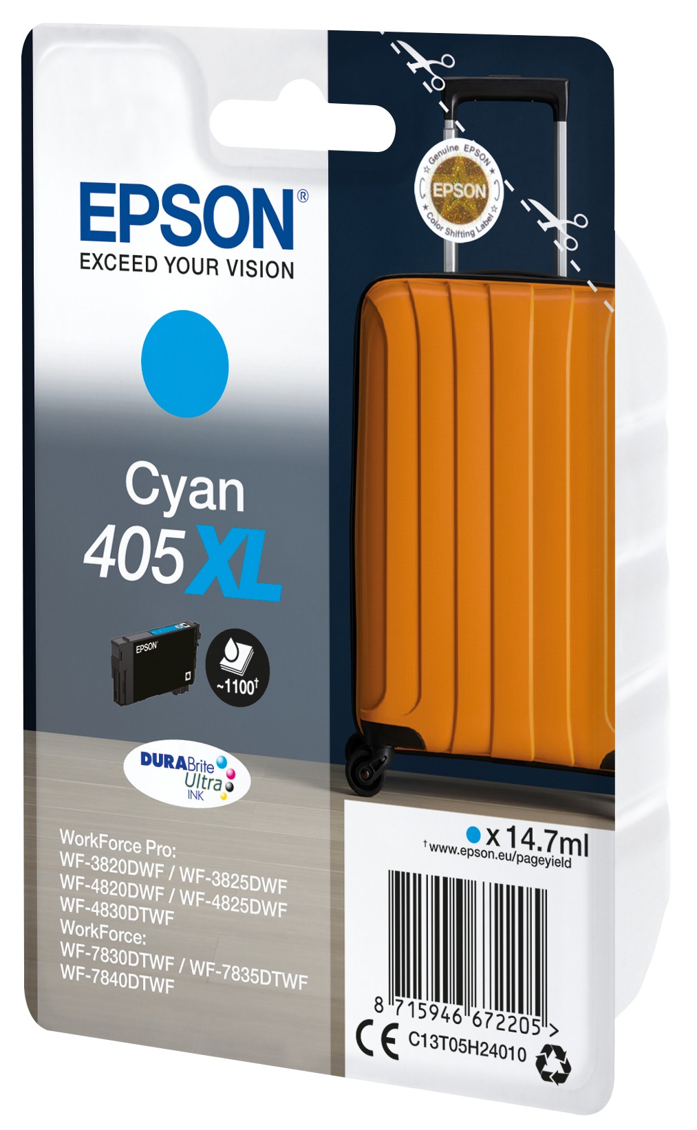 Originale Epson Singlepack Cyan 405XL DURABrite Ultra Ink
