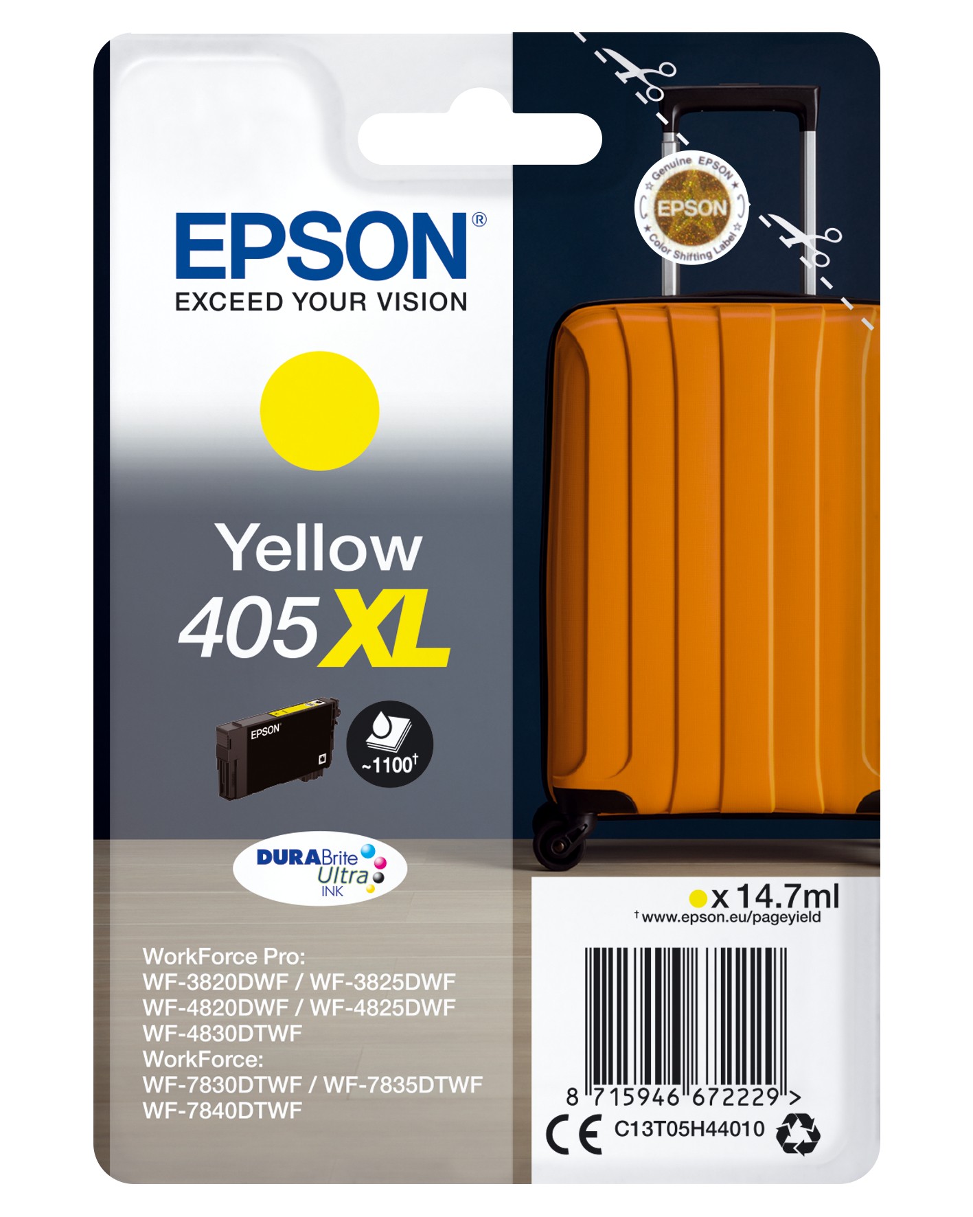 ORIGINALE Epson Cartuccia d'inchiostro giallo C13T05H44010 405 XL 1100 pagine 147ml
