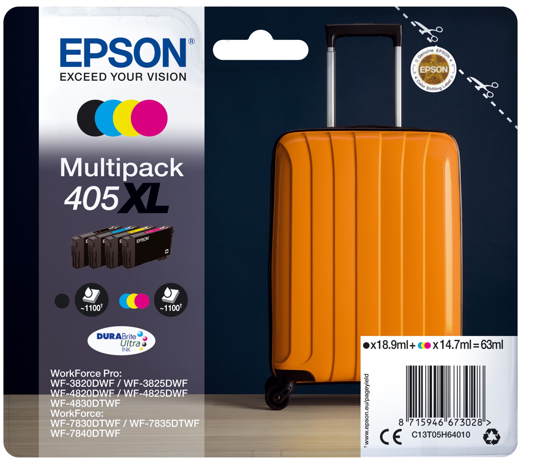 ORIGINALE Epson Multipack nero / ciano / magenta / giallo C13T05H64010 405XL