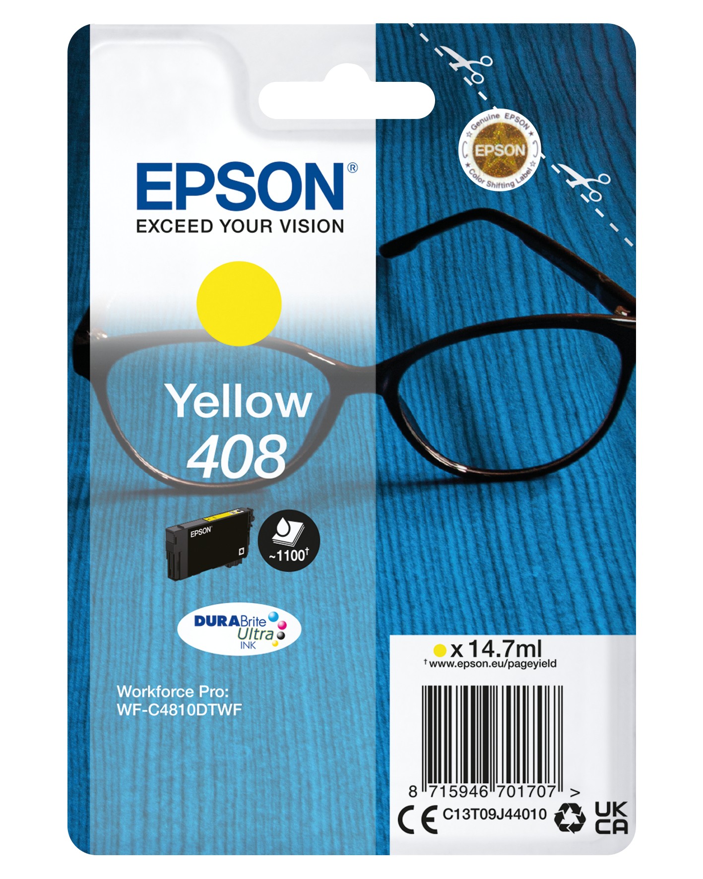 ORIGINALE Epson Cartuccia d'inchiostro giallo C13T09J44010 408 1100 pagine 147ml