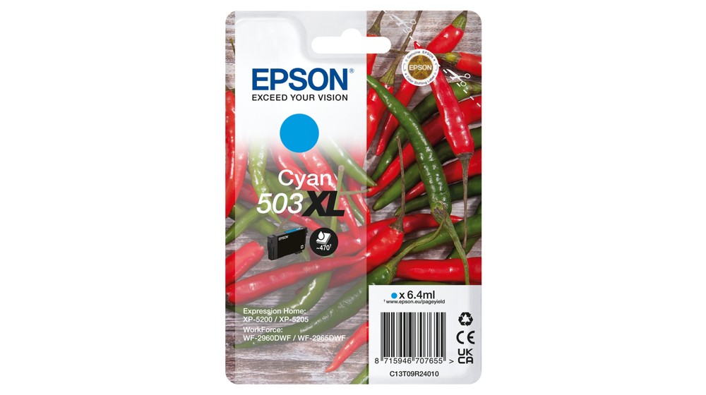 ORIGINALE Epson Cartuccia d'inchiostro ciano C13T09R24010 503 XL 470 pagine 64ml
