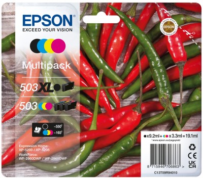 ORIGINALE Epson Multipack nero / ciano / magenta / giallo C13T09R94010 503XL+503 1045 pagine 64ml