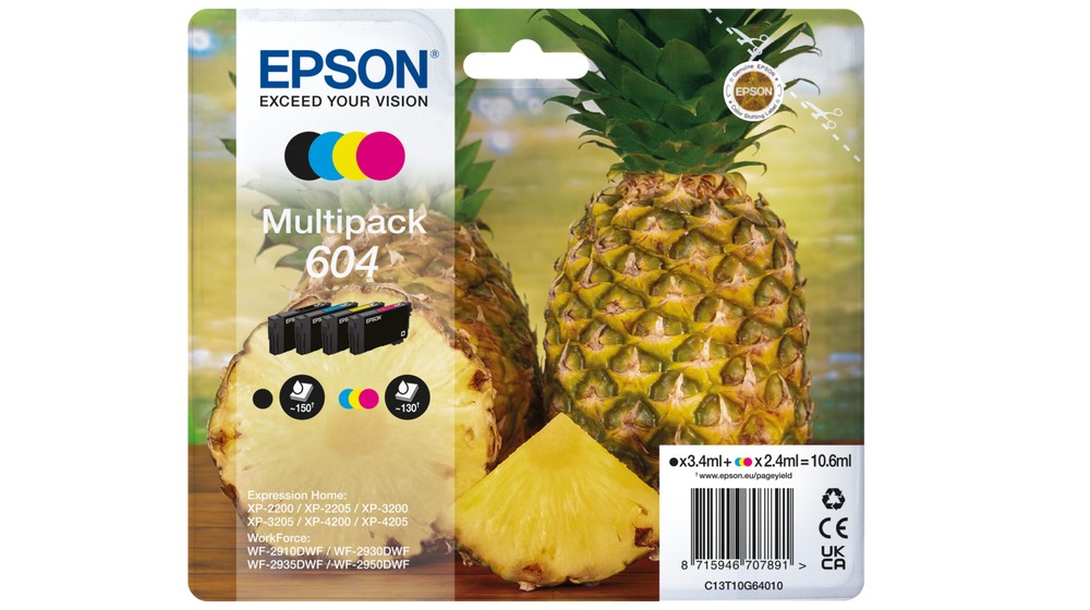ORIGINALE Epson Multipack nero / ciano / magenta / giallo C13T10G64010 604 540 pagine 24ml