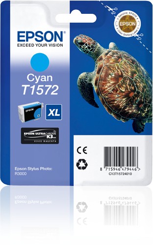 ORIGINALE Epson Cartuccia d'inchiostro ciano C13T15724010 T1572 XL 2300 pagine 259ml