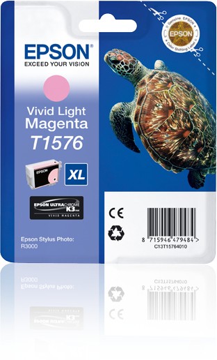 ORIGINALE Epson Cartuccia d'inchiostro magenta (chiaro) C13T15764010 T1576 XL 2300 pagine 259ml