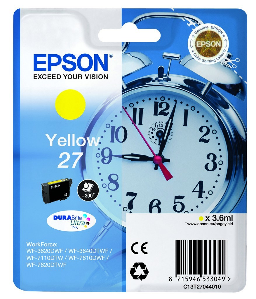 ORIGINALE Epson Cartuccia d'inchiostro giallo C13T27044012 27 300 pagine 36ml
