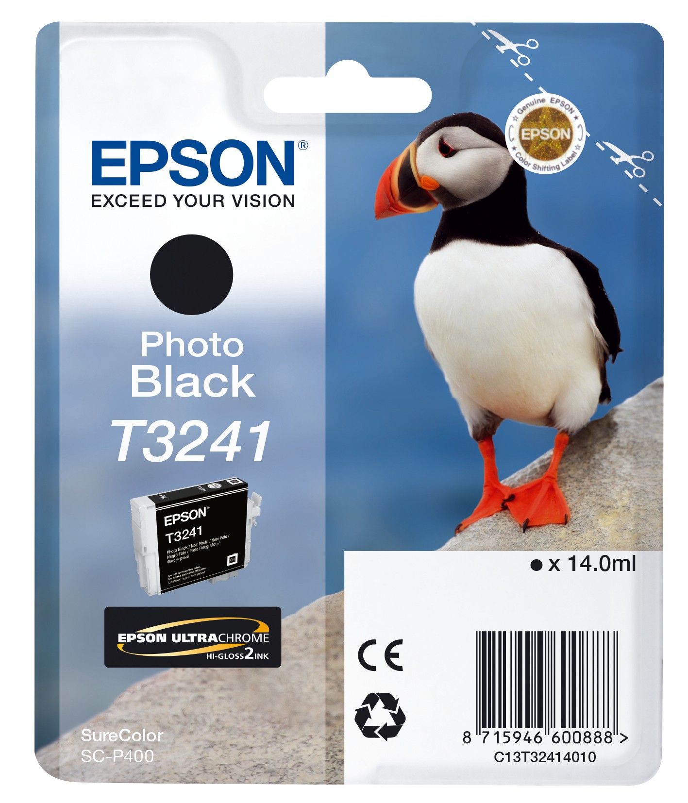 ORIGINALE Epson Cartuccia d'inchiostro nero C13T32414010 T3241 4200 pagine 14ml