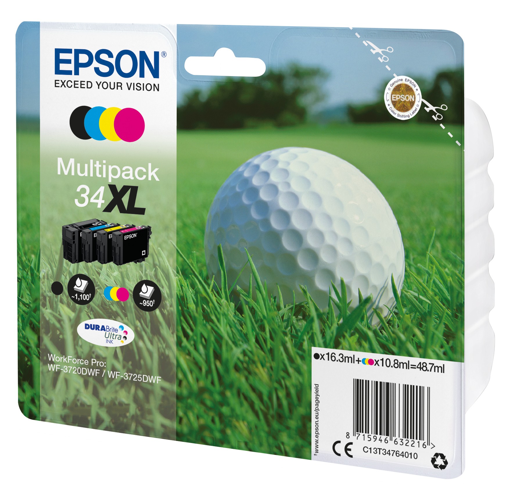 ORIGINALE Epson Multipack nero / ciano / magenta / giallo C13T34764010 34XL