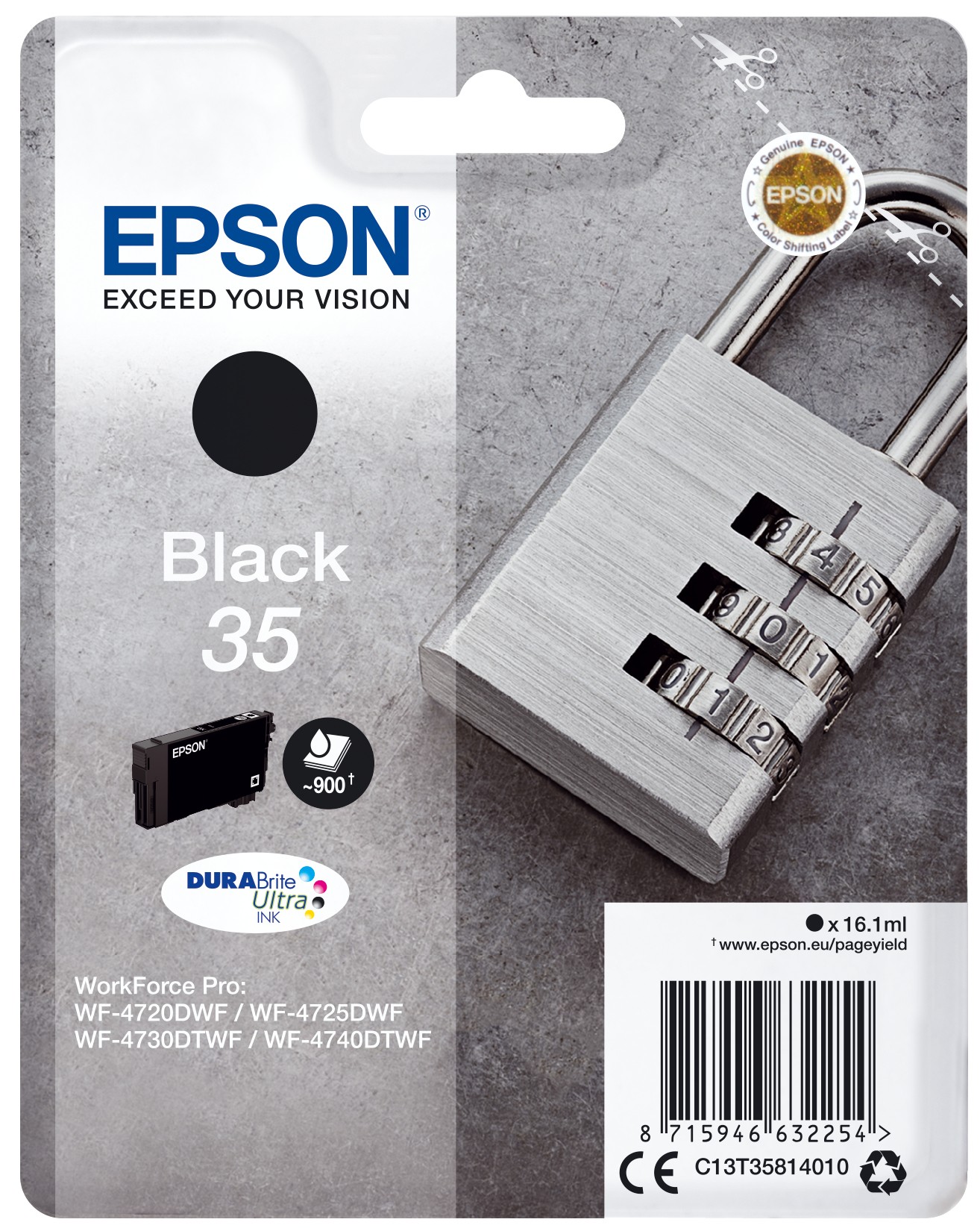 ORIGINALE Epson Cartuccia d'inchiostro nero C13T35814010 35 900 pagine 161ml
