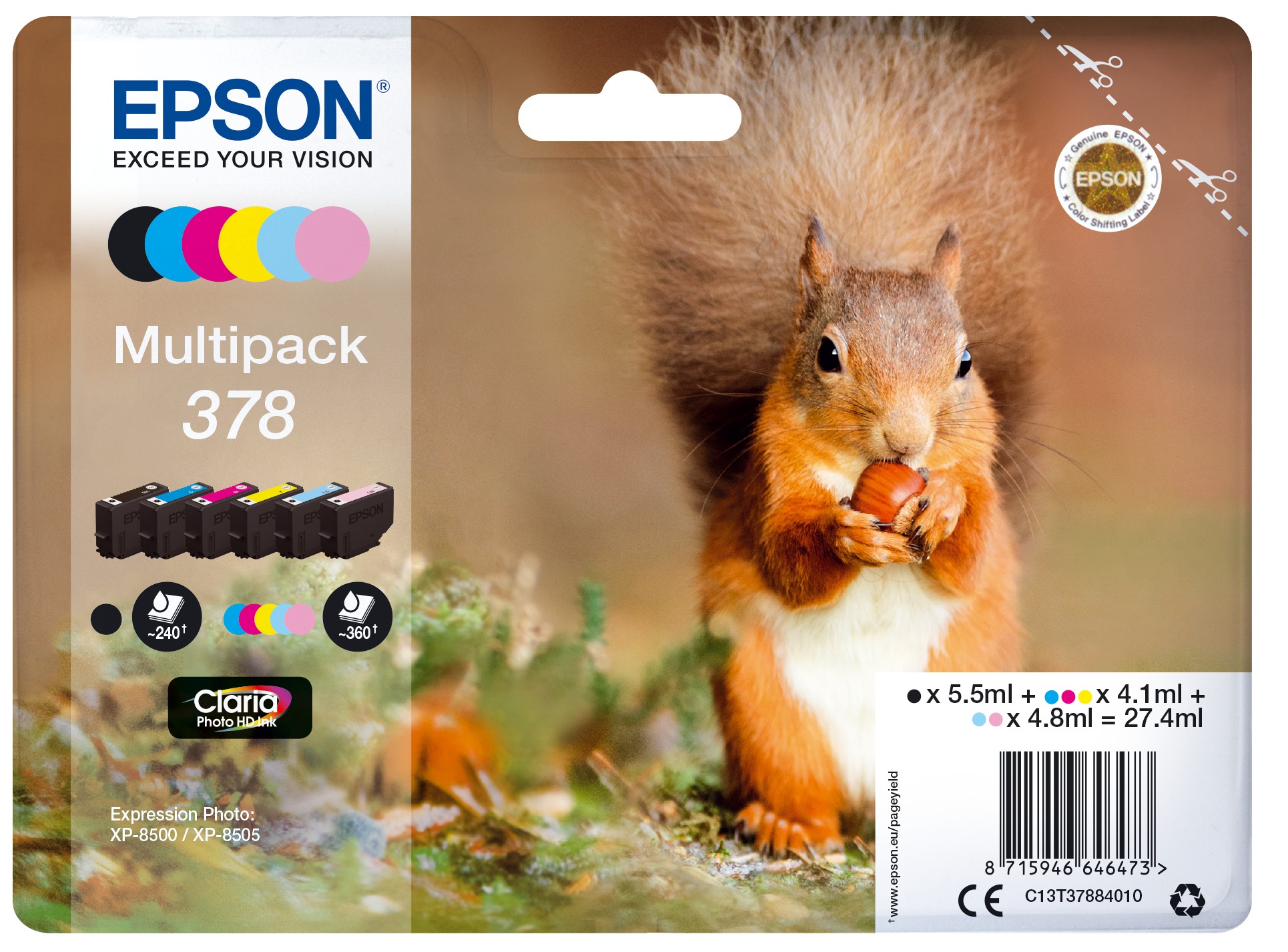 ORIGINALE Epson Multipack nero / ciano / magenta / giallo / ciano (chiaro) / magenta (chiaro) C13T37884010 378