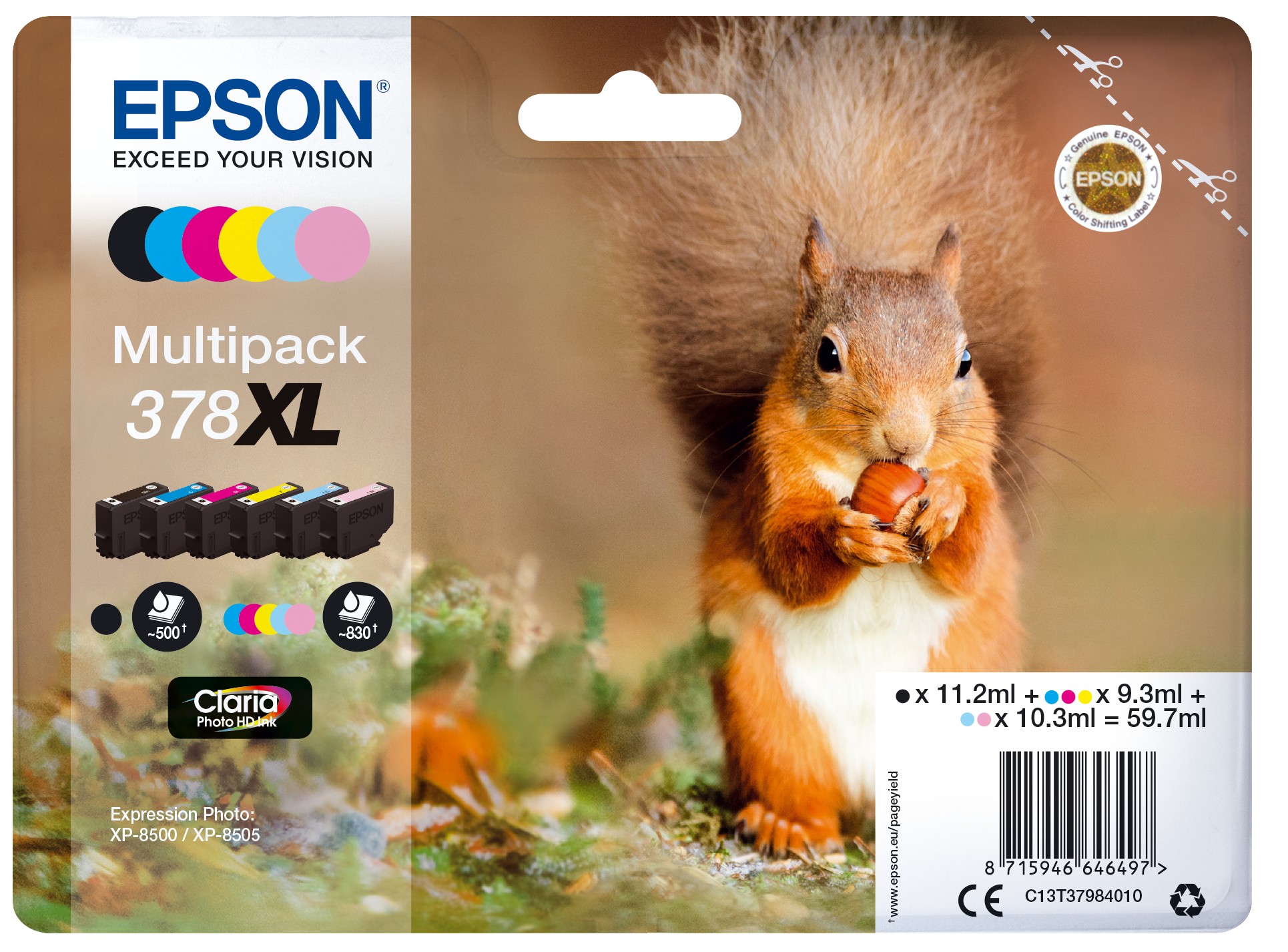 ORIGINALE Epson Multipack nero / ciano / magenta / giallo / ciano (chiaro) / magenta (chiaro) C13T37984010 378XL