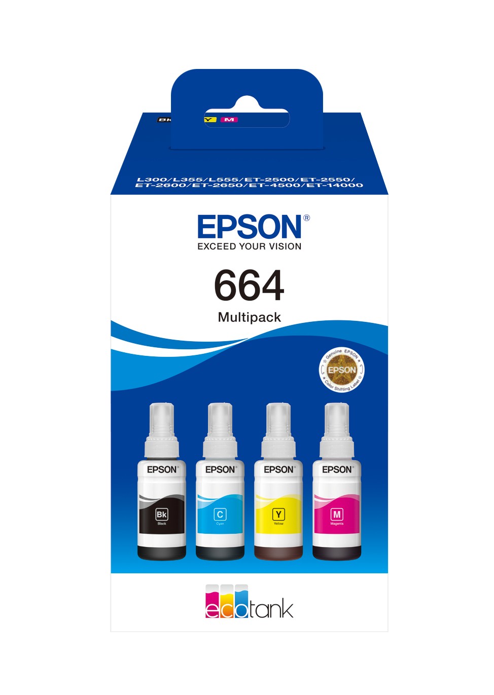 ORIGINALE Epson Multipack nero / ciano / magenta / giallo C13T664640 664 27000 pagine 70ml 664 EcoTank 4-colour Multipack